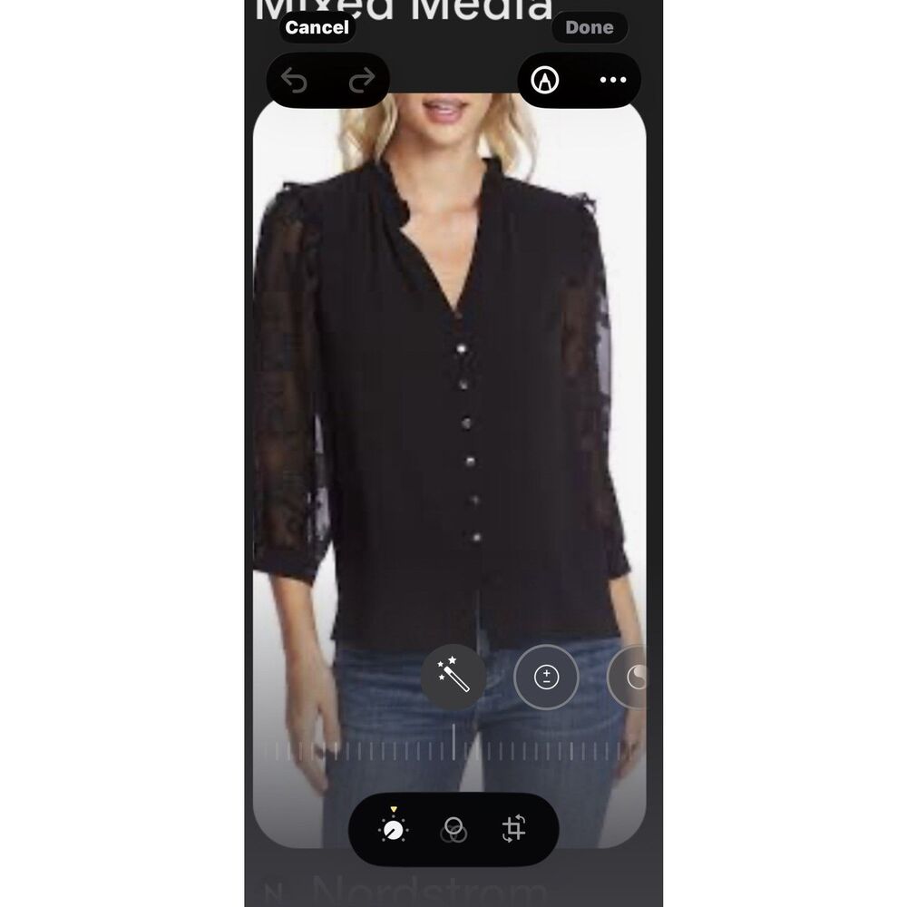 Cece Black Jacquard Sleeve Top XL